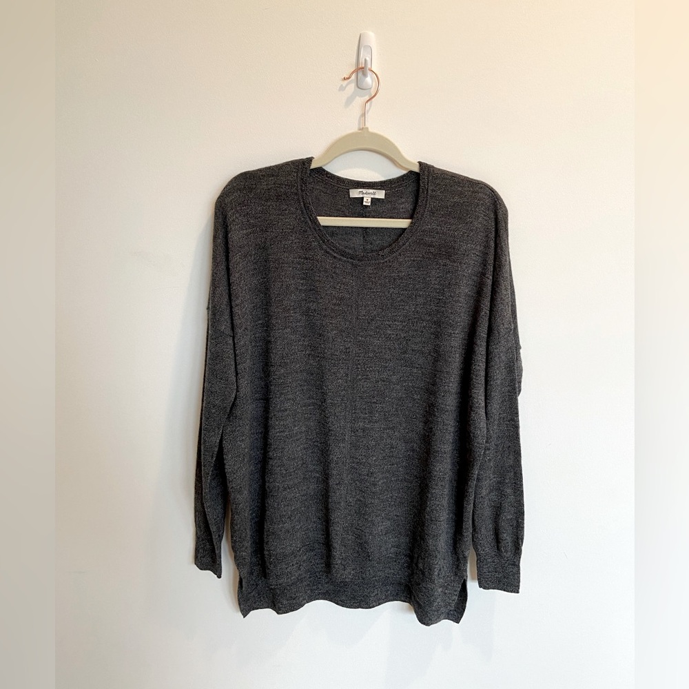 Madewell 100% Merino Wool Women's Gray Marl Sweater, Size Medium